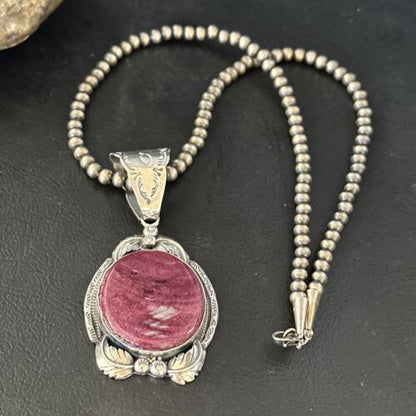Navajo Purple Spiny Oyster Necklace Pendant | Sterling Silver | Authentic Native American Handmade | 14660