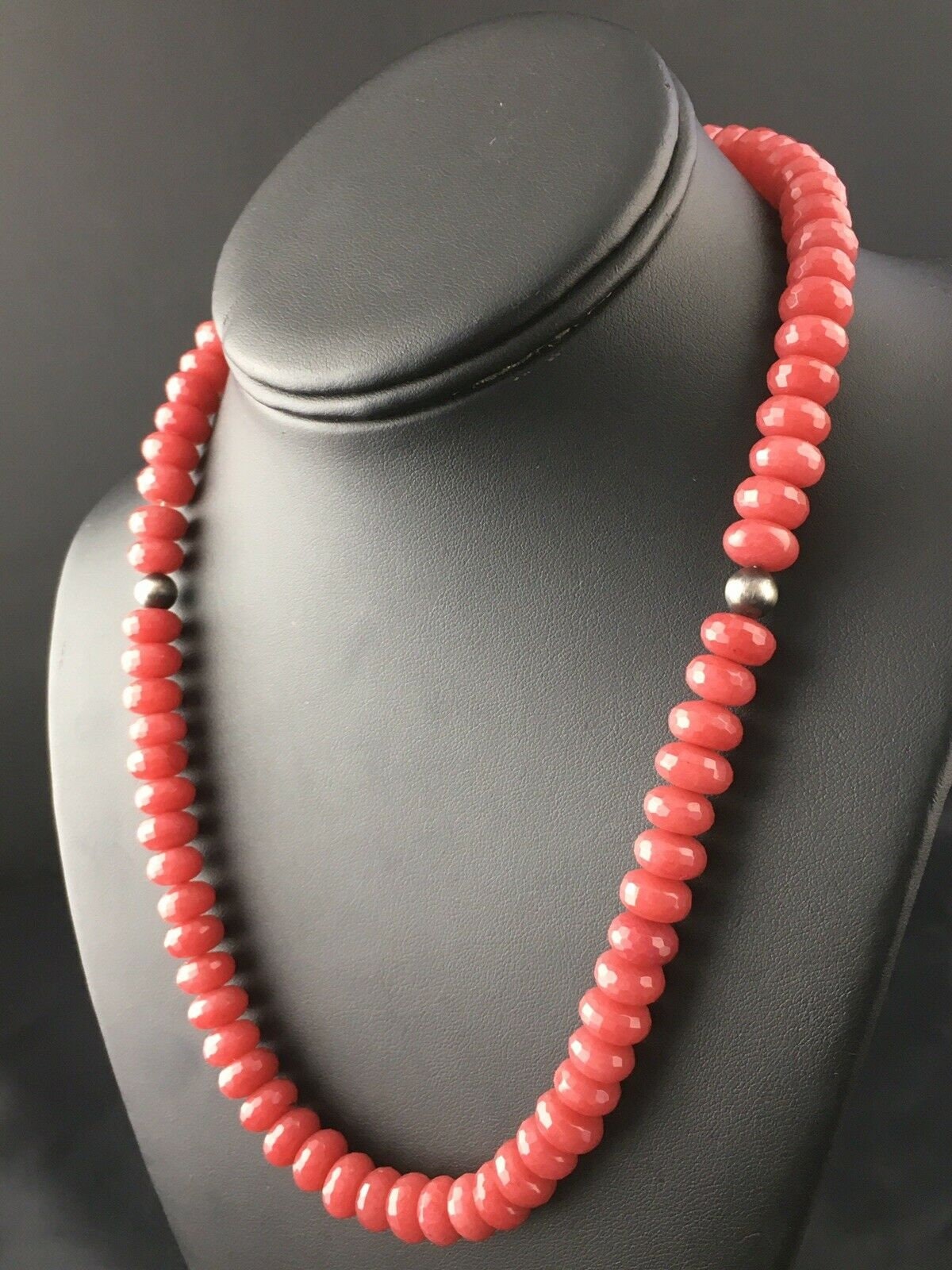 Navajo Graduated Red Jasper Necklace | Sterling Silver | Authentic Native American | 18" | 10249