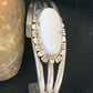 Navajo White Buffalo Turquoise Cuff Bracelet | Sterling Silver | Authentic Native American Handmade | 1422