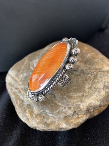 Native American Men's Navajo Spiny Oyster Ring | Sterling Silver | Sz 7 | 00998