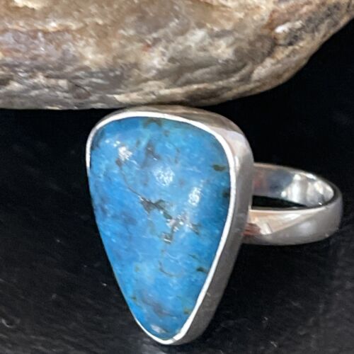 Men's Navajo Blue Kingman Turquoise Ring | Sterling Silver | Adjustable | Sz 5.5 | 10507