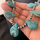 Native American Navajo Pearls Necklace | Sterling Silver | Blue Turquoise Teardrop | 11484