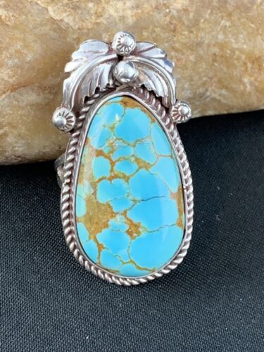 Native American Navajo Spiderweb Turquoise Ring | Sterling Silver | Sz 9 | 285