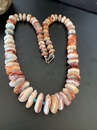 Navajo Purple Spiny Oyster Turquoise Necklace | Sterling Silver | Native American Handmade | 22" | 11389 - Masha USA