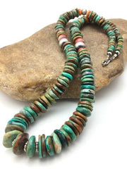 Authentic Navajo Turquoise Graduated Necklace | Sterling Silver | 23" | Native American Jewelry | 4363