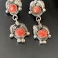 Native American Handmade Navajo Red Spiny Oyster Dangle Earrings | Sterling Silver | 2064