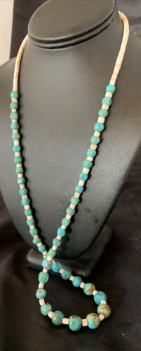 Navajo Pearls Graduated Blue Turquoise Necklace | Sterling Silver | Authentic Native American | 30" | 12542
