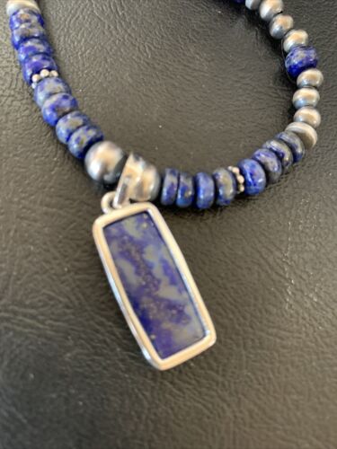 Native American Navajo Blue Lapis Pendant Necklace | Sterling Silver | 12248