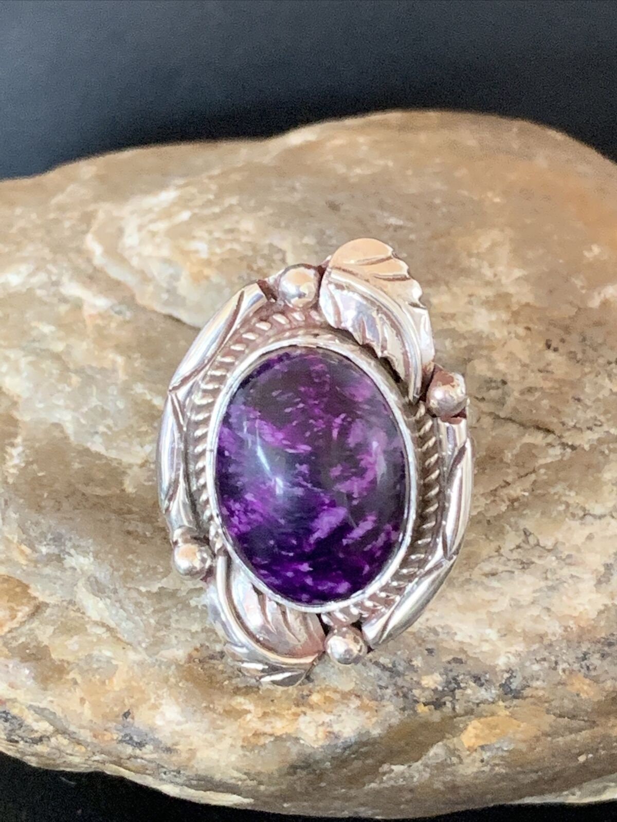 Navajo Purple Sugilite Ring | Sterling Silver | Sz 7.5 | Authentic Native American Handmade | 10440