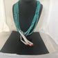 Men's Pueblo Santo Domingo 5-Strand Turquoise Coral Necklace | Sterling Silver | Native American Handmade | 8450