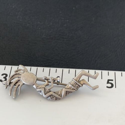 Native American Navajo Kokopelli Pin Pendant | Sterling Silver | Authentic Handmade | 12277