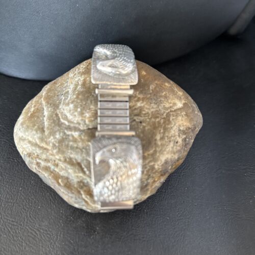 Navajo Eagle Head Sterling Silver Wrist-Watch Tips | Authentic Native American Jewelry | 14400