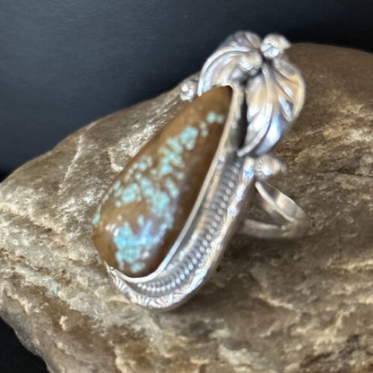 Navajo Blue Turquoise #8 Rings | Sterling Silver | Sz 9.5 | Authentic Native American Handmade | 14287