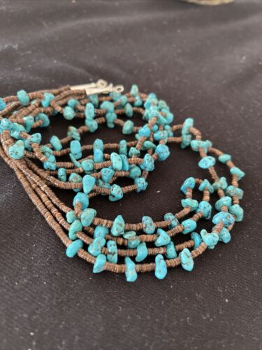 Navajo Kingman Turquoise 3 Strand Necklace | Sterling Silver | Authentic Native American Handmade | 1161