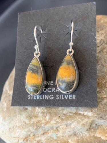 Native American Navajo Bumblebee Jasper Earrings Set | Sterling Silver | Handmade | 1560