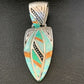 Navajo Spiny White Green Opal Inlay Pendant | Sterling Silver | Authentic Native American Handmade | 12481