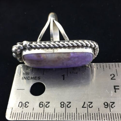 Native American Navajo Purple Charoite Ring | Sterling Silver | Sz 8.5 | 10105