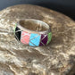 Multi-Color Blue Turquoise Gaspeite Inlay Ring | Sterling Silver | Sz 9 | 14501