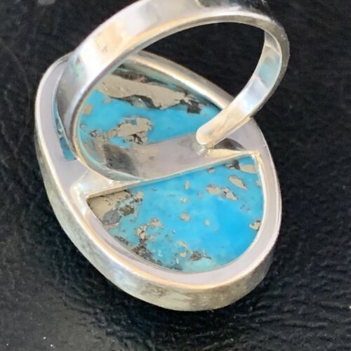 Navajo Blue Turquoise Adjustable Ring | Sterling Silver | Sz 8.5 | Authentic Native American Handmade | 14035