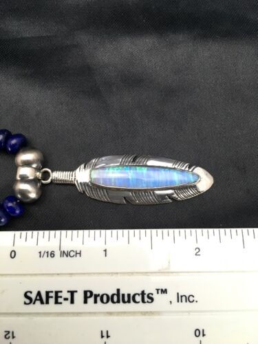 Native American Lapis Opal Pendant Necklace & Earring Set | Sterling Silver | 21" | Navajo Handmade