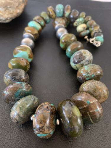 Navajo Pearl Jewelry | Graduated Sterling Silver Turquoise Necklace | Authentic Native American Handmade | 20" | 01753 - Masha USA
