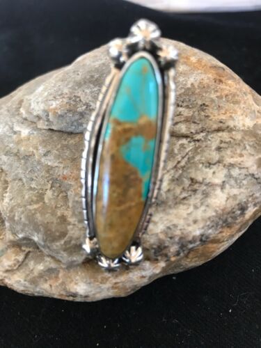 Navajo Blue Turquoise Ring | Sterling Silver | Sz 6.5 | Authentic Native American Handmade | Yazzie | 3530