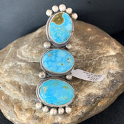 Navajo Blue Kingman Turquoise Multi-Stone Ring | Authentic Native American Sterling Silver | Sz 5.5 | 14063