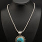 Men's Kingman Turquoise Pendant | Navajo Pearl Sterling Silver Necklace | Authentic Native American Handmade | 4876