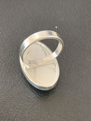 Navajo White Howlite Ring | Sterling Silver | Sz 6.5 | Authentic Native American Handmade | 11607