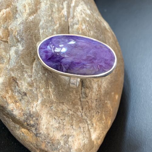 Navajo Purple Charoite Ring | Sterling Silver | Sz 8 Adjustable | Authentic Native American Handmade | 10528