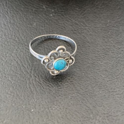 Southwestern Old Pawn Navajo Blue Turquoise Ring | Sterling Silver | Sz 7 | 10875