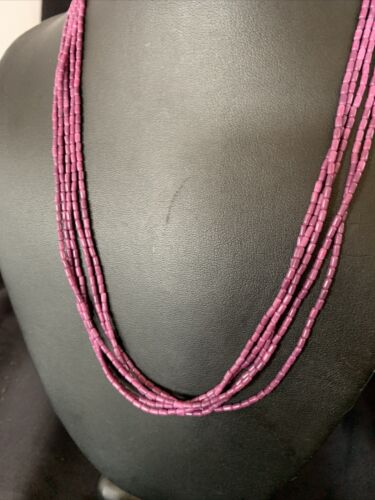 Navajo Purple Sugilite 5-Strand Necklace | Sterling Silver Rice Heishi | 20" | Authentic Native American Handmade | 12929