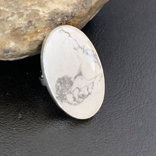 Adjustable Women's Navajo White Howlite Ring | Sterling Silver | Sz 8 | 11724