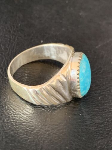 Navajo Blue Kingman Turquoise Ring | Sterling Silver | Sz 11 | Authentic Native American Handmade | 14146