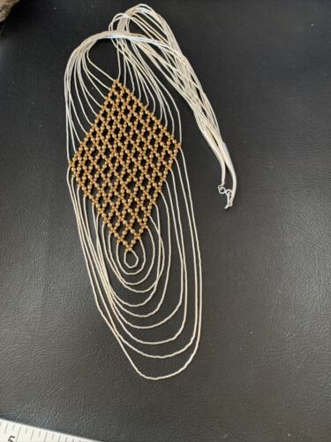 Gold-Filled Liquid Silver Heishi Necklace | 10 Strand Sterling Tube | 19" | 12631