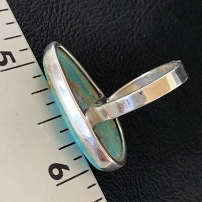 Navajo Blue Kingman Turquoise Ring | Sterling Silver | Sz 8 | Authentic Native American Handmade | 12796