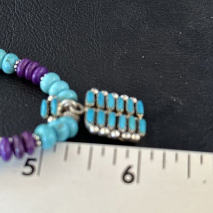 Blue Turquoise Sugilite Navajo Sterling Silver Necklace Pendant | Multi-Stone | 14644
