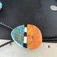 Men's Bolo Tie | Turquoise & Orange Spiny Oyster | Sterling Silver Tips | Authentic Native American Handmade | 14630