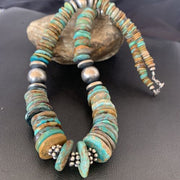 Navajo Green Turquoise Necklace | Sterling Silver | Authentic Native American | 20" Graduated | 10688