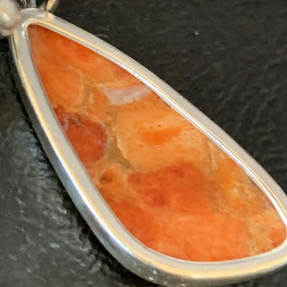 Navajo Red Apple Coral Necklace Pendant Naja | Sterling Silver | Authentic Native American Handmade | 13933