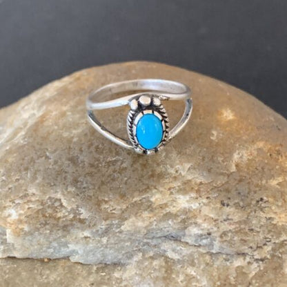 Southwestern Old Pawn Navajo Blue Turquoise Ring | Sterling Silver | Sz 5.5 | 10773