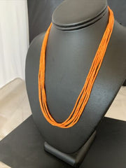Navajo Orange Coral Heishi Necklace | 5 Strand | Stabilized Sterling | 20" | 02211