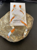 Navajo Snake Swirl Earrings | Orange Spiny Opal Inlay | Sterling Silver | 3.25" | 1547