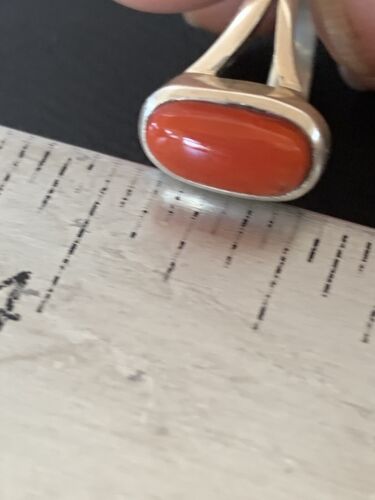 Native American Women's Navajo Red Coral Ring | Sterling Silver | Sz 9 | 10372