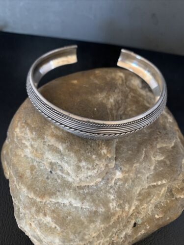 Navajo Stamped Cuff Bracelet | Old Pawn Sterling Silver | Authentic Native American Handmade | 14190