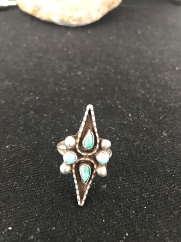 Navajo Turquoise Multi-Stone Ring | Authentic Native American Sterling Silver | Sz 7.5 | 8206 - Masha USA