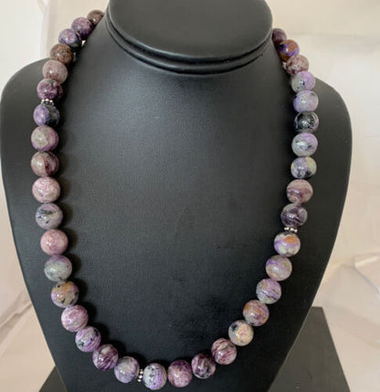 Navajo Charoite Necklace | Sterling Silver | 20" | Authentic Native American Handmade | 01491