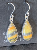 Native American Women's Navajo Bumblebee Jasper Earrings Set | Sterling Silver | Handmade | 1563