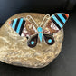 Zuni Butterfly Inlay Ring | Coral Turquoise Onyx Mother of Pearl | Sz 7 | Sterling Silver | 14439
