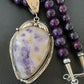 Navajo Purple Sugilite & Amethyst Pendant Necklace | Sterling Silver | Authentic Native American Handmade | 1756